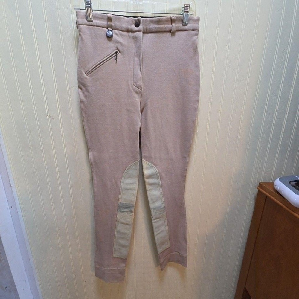 Royal Highness Pants Womens 28R Beige Knit Riding Breeches Knee Patch Stretch
